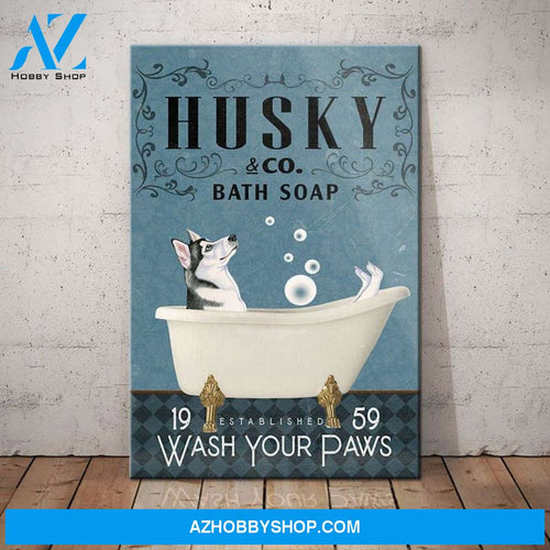 Husky Dog Bath Soap Company Canvas Wall Art, Wall Decor Visual Art