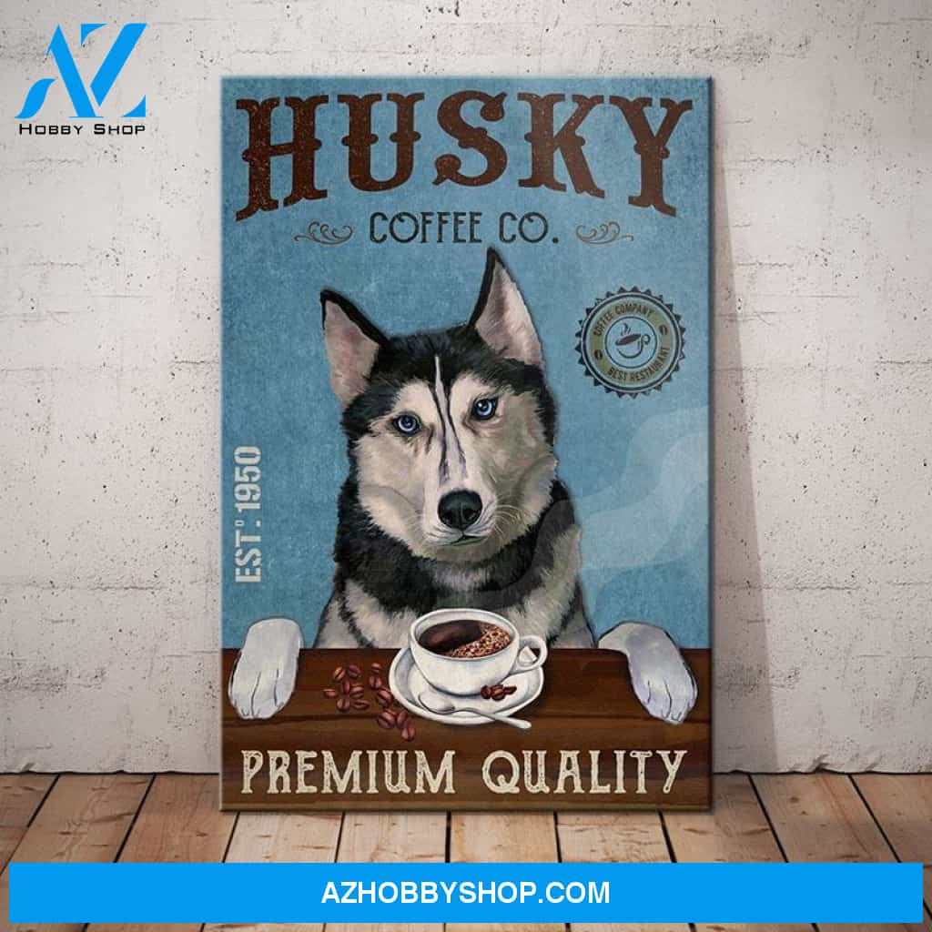 Husky Dog Coffee Company Canvas Wall Art, Wall Decor Visual Art