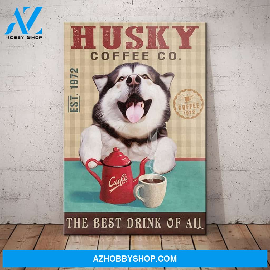 Husky Dog Coffee Company Canvas Wall Art, Wall Decor Visual Art
