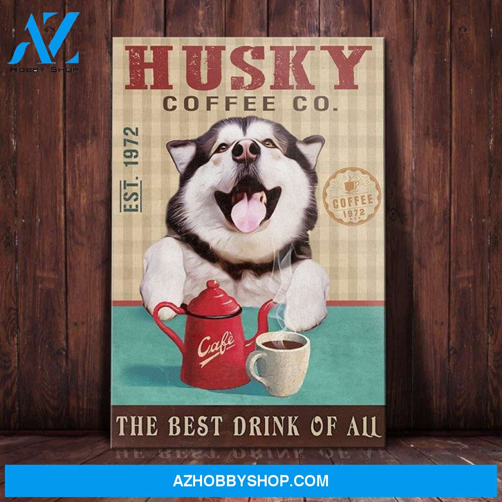 Husky Dog Coffee Company Canvas Wall Art, Wall Decor Visual Art