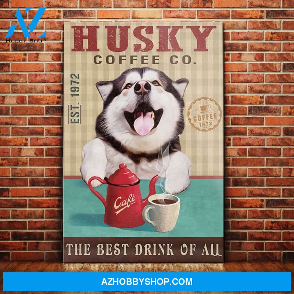 Husky Dog Coffee Company Canvas Wall Art, Wall Decor Visual Art