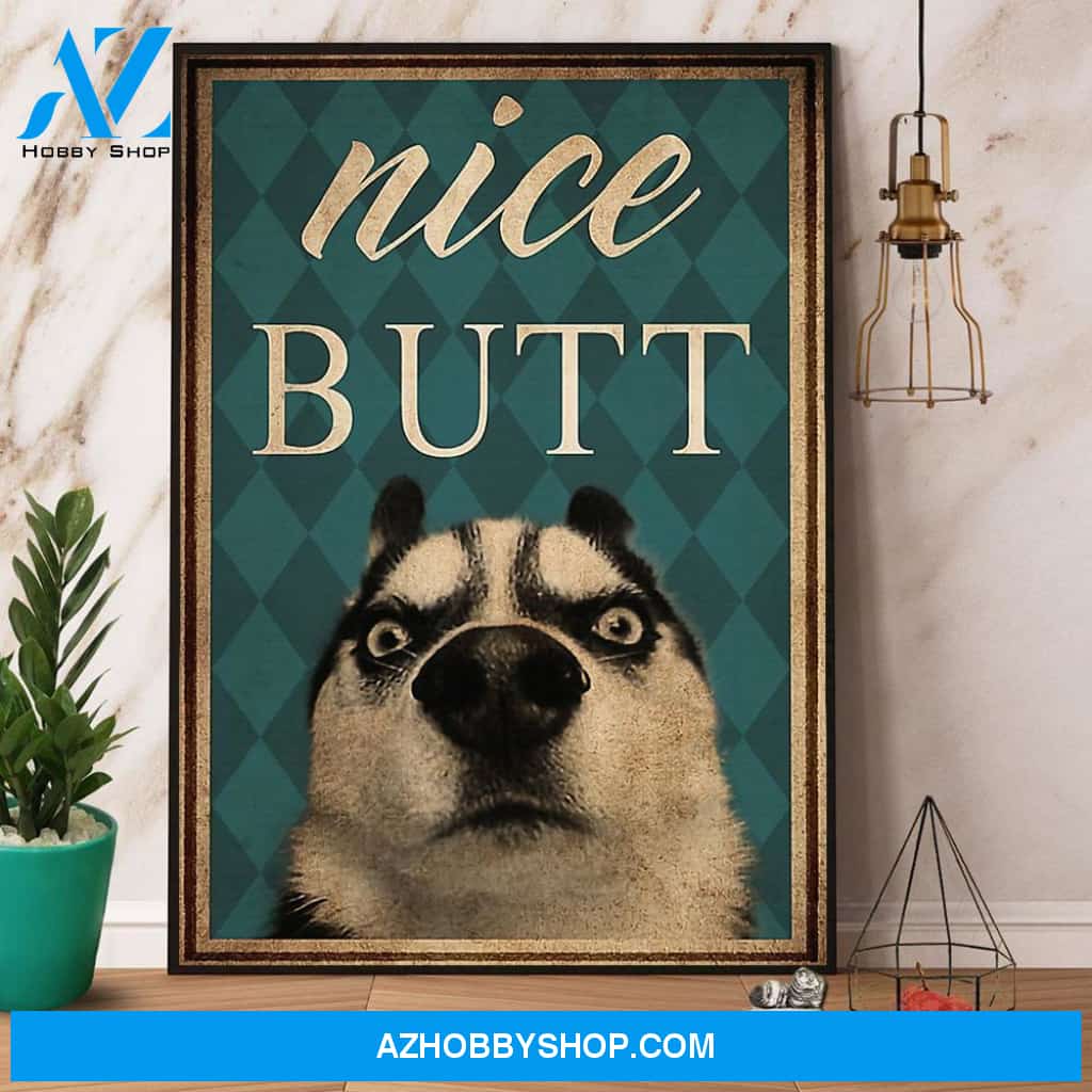 Husky Dog Nice Butt Retro Canvas And Poster, Wall Decor Visual Art