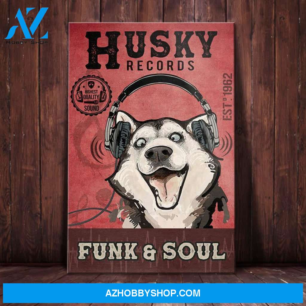 Husky Dog Record Company Canvas Wall Art, Wall Decor Visual Art