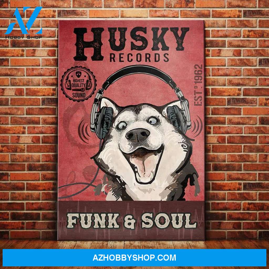 Husky Dog Record Company Canvas Wall Art, Wall Decor Visual Art