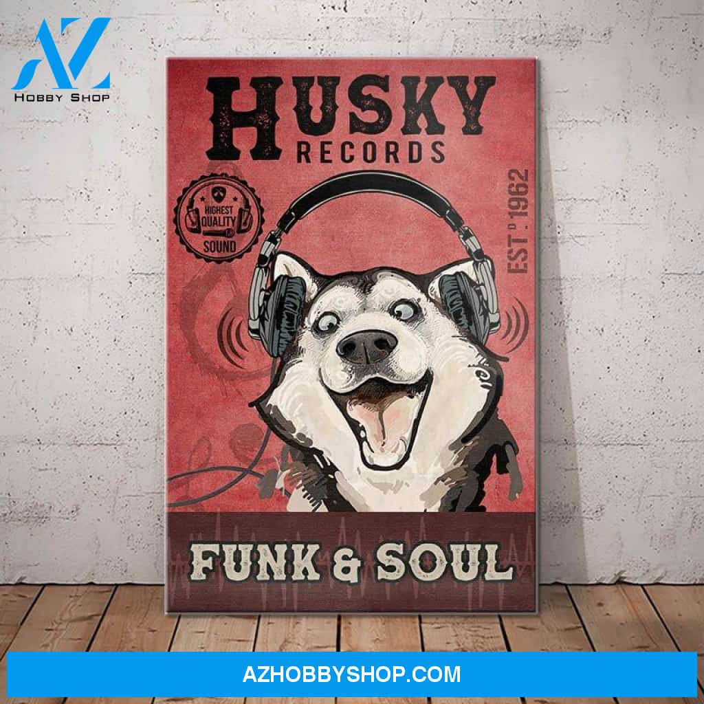 Husky Dog Record Company Canvas Wall Art, Wall Decor Visual Art