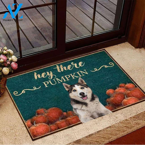 Husky Hey There Pumpkin Doormat Welcome Mat Housewarming Gift Home Decor Funny Doormat Gift For Dog Lovers Gift For Friend Gift For Halloween