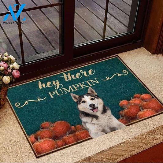 Husky Hey There Pumpkin Doormat Welcome Mat Housewarming Gift Home Decor Funny Doormat Gift For Dog Lovers Gift For Friend Gift For Halloween