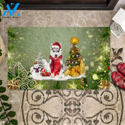 Husky Merry Christmas Doormat