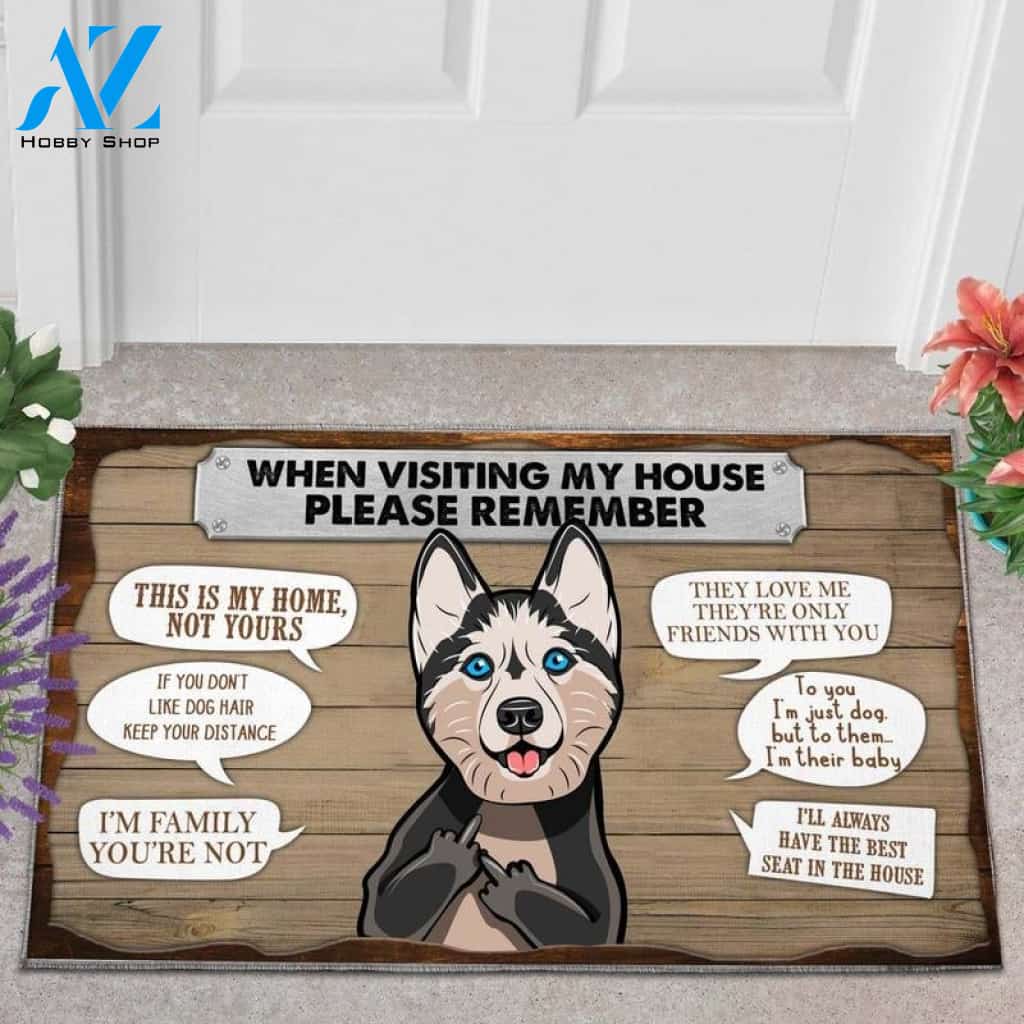 Husky Please Remember This Is My Home Funny Doormat Gift For Dog Lovers Home Decor Warm House Gift Welcome Mat Halloween Decor