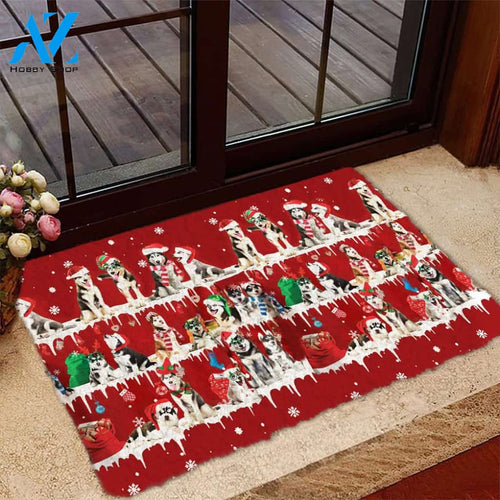Husky Snow Merry Christmas Doormat