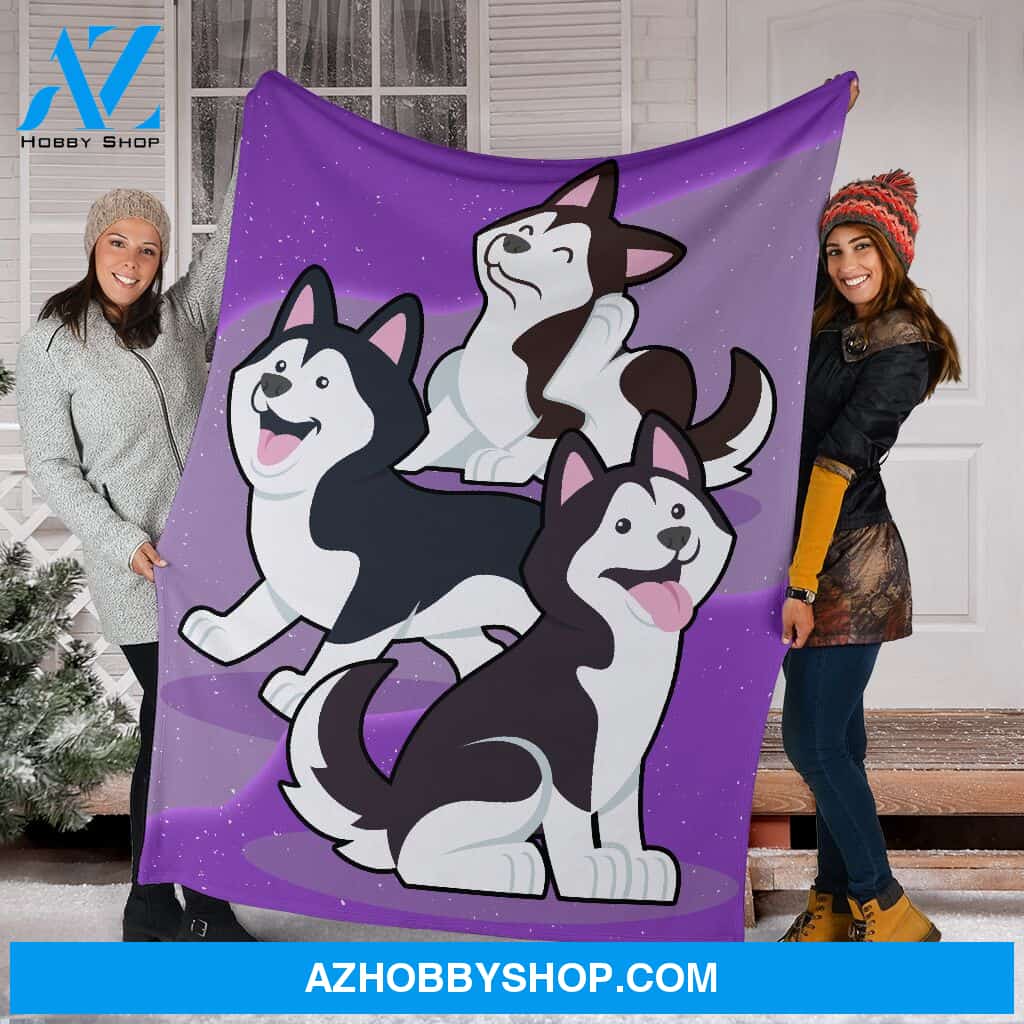 Husky Trio Fleece Fleece Blanket