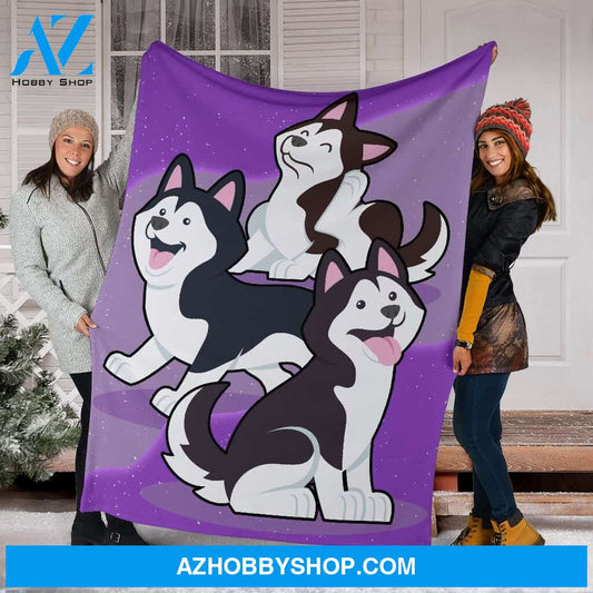 Husky Trio Fleece Fleece Blanket