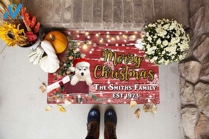 Husky with Merry Christmas M4 Custom Doormat All Over Printed (6228)
