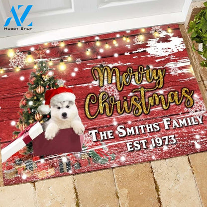 Husky with Merry Christmas M4 Custom Doormat All Over Printed (6228)
