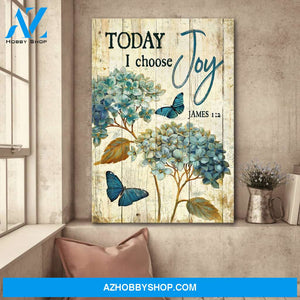 Hydrangea and Blue butterfly - Today I choose joy - Jesus Portrait Canvas Prints - Wall Art