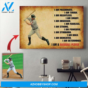 I Am A Baseball Player Baseball custom canvas prints With Photo