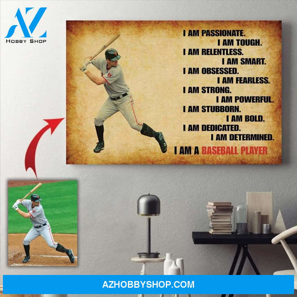 I Am A Baseball Player Baseball custom canvas prints With Photo