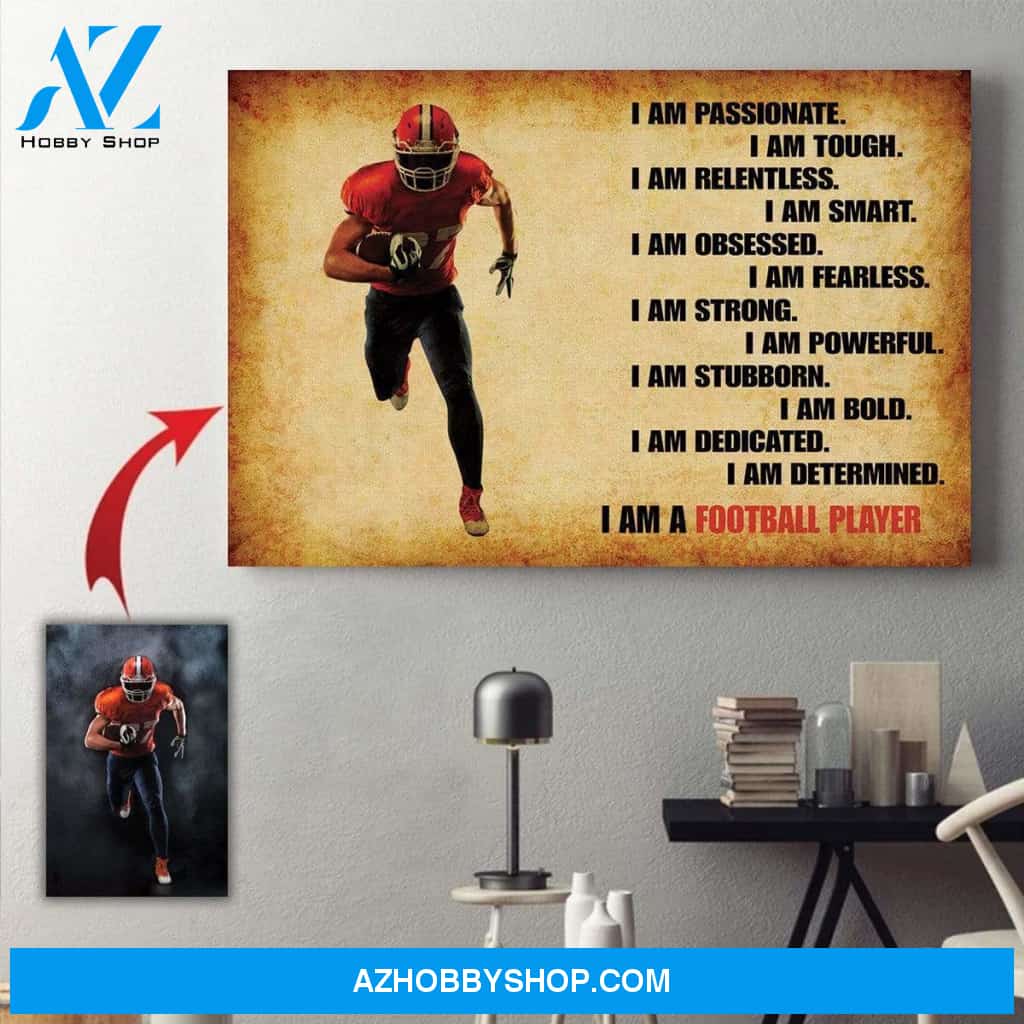 I Am A Football Player Football custom canvas prints With Photo