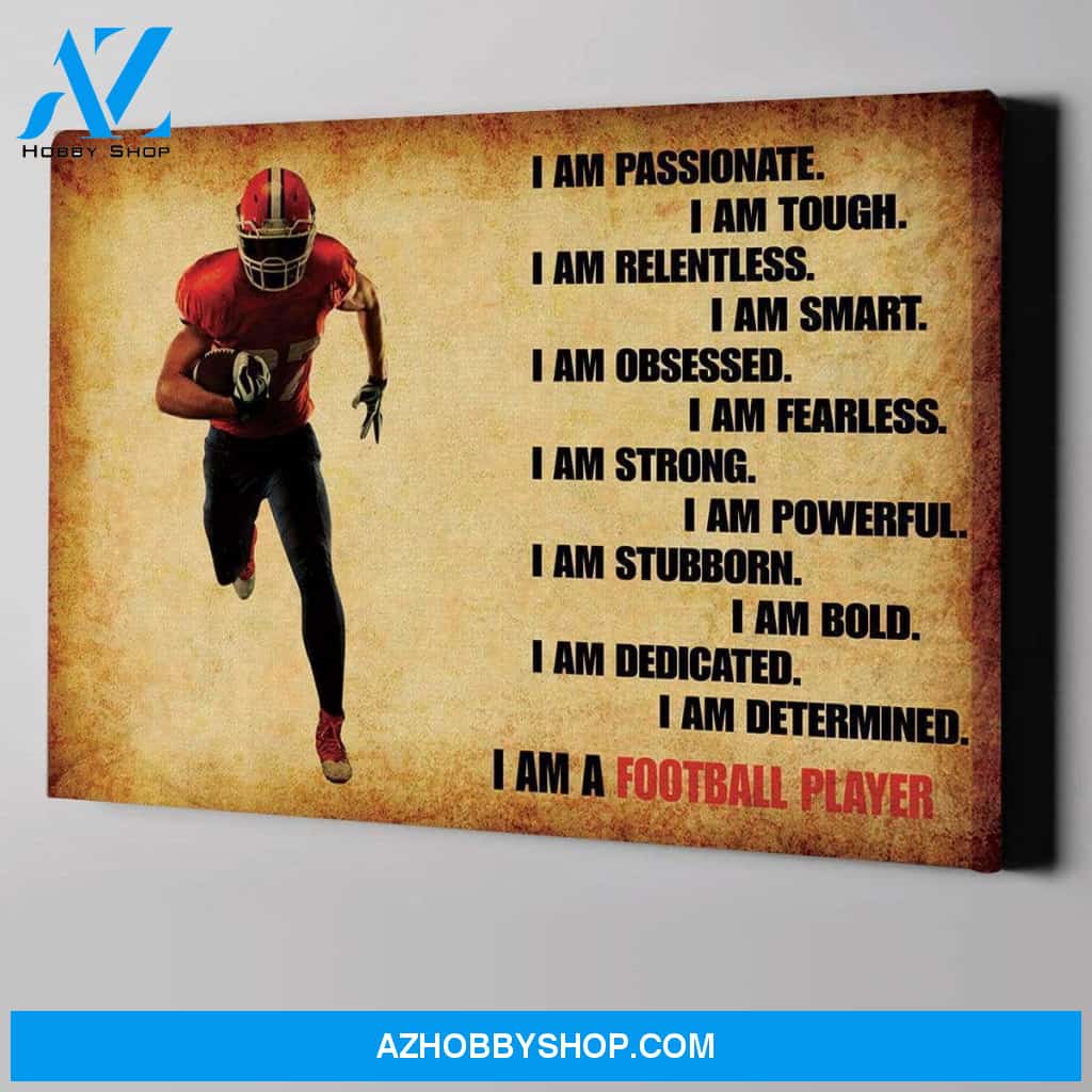 I Am A Football Player Football custom canvas prints With Photo