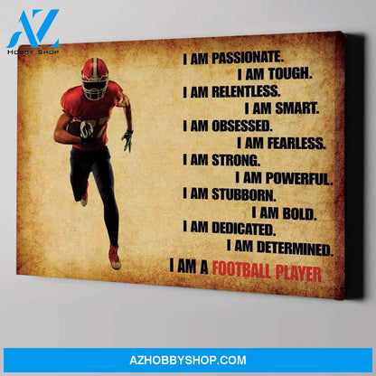 I Am A Football Player Football custom canvas prints With Photo