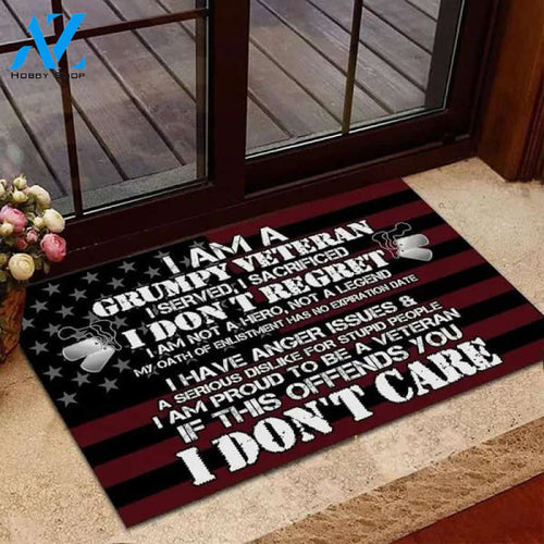 I Am A Grumpy Veteran Doormat Welcome Mat Housewarming Gift Home Decor Funny Doormat Gift Idea For Veteran Gift For Friend Gift For Family