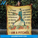I Am A Pitcher I Am Brave Fleece Blanket Gift For Softball Lovers Gift For Friend Family Home Decor Bedding Couch Sofa Soft And Comfy Cozy