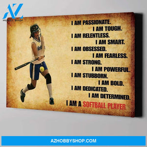 I Am A Softball Player Softball custom canvas prints With Photo