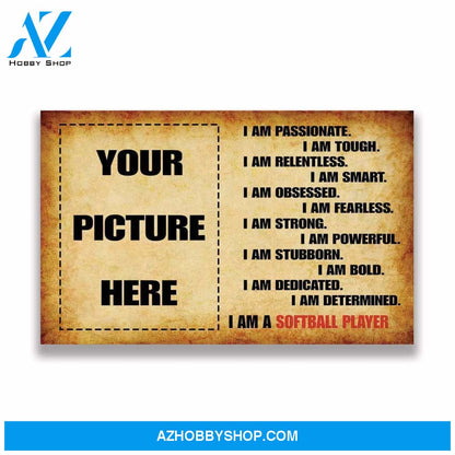 I Am A Softball Player Softball custom canvas prints With Photo