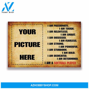 I Am A Softball Player Softball custom canvas prints With Photo