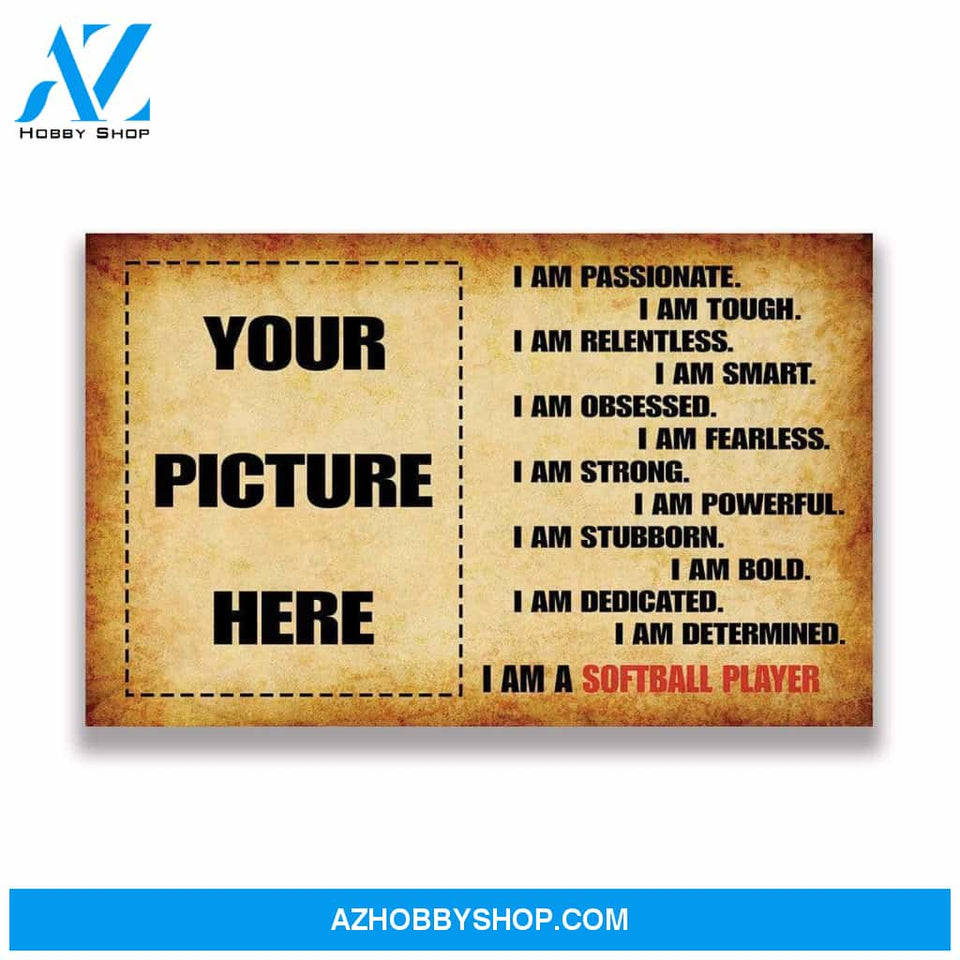 I Am A Softball Player Softball custom canvas prints With Photo