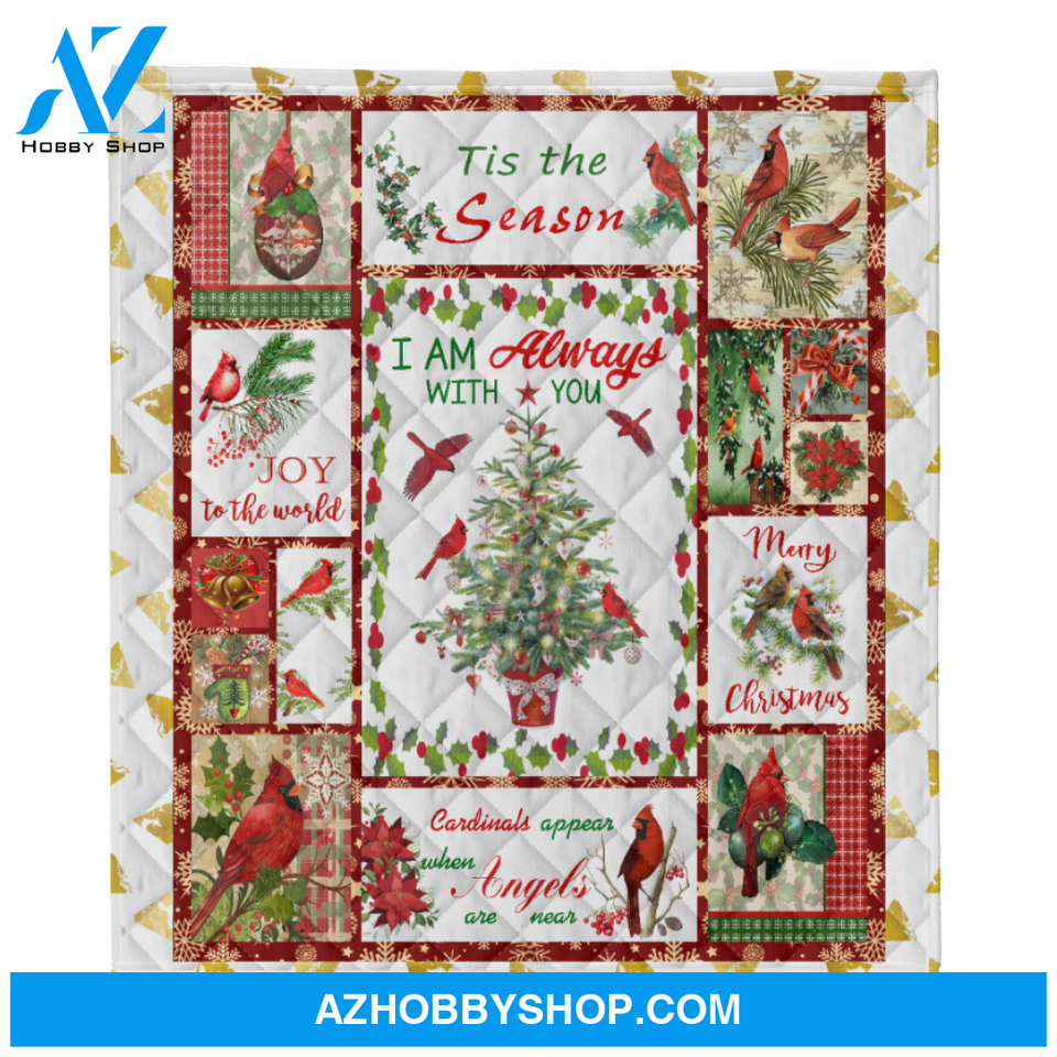 I Am Always With You Cardinal Christmas Blanket Gift For Friend Family Birthday Gift Home Decor Bedding Couch Sofa Soft and Comfy Cozy