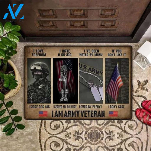 I Am Army Veteran I Love Freedom Doormat Welcome Mat Housewarming Gift Home Decor Funny Doormat Gift Idea For Veteran Gift For Friend