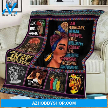 I Am February Woman Beautiful Magic Fleece Blanket Home Decor Bedding Couch Sofa Soft And Comfy Cozy Gift For Friend Family Birthday Gift