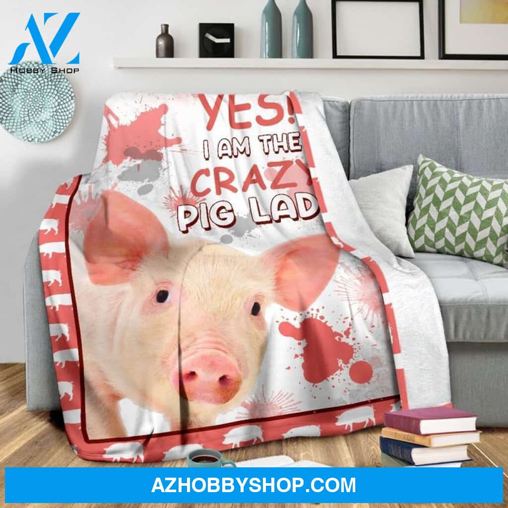 I Am The Crazy Pig Lady Fleece Blanket Gift for Pig Lovers Birthday Gift Home Decor Bedding Couch Sofa Soft and Comfy Cozy