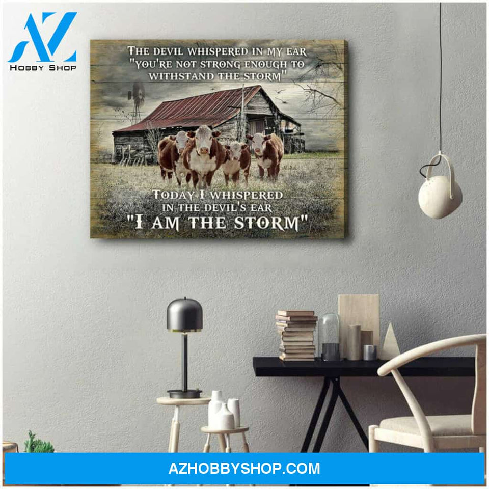 I Am The Storm Hereford Cows Canvas Wall Art, Wall Decor Visual Art, Gifts For Cow Lovers