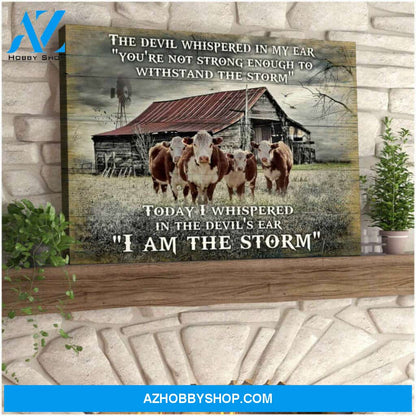 I Am The Storm Hereford Cows Canvas Wall Art, Wall Decor Visual Art, Gifts For Cow Lovers
