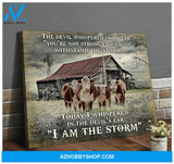 I Am The Storm Hereford Cows Canvas Wall Art, Wall Decor Visual Art, Gifts For Cow Lovers