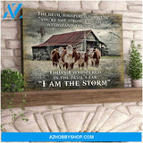 I Am The Storm Hereford Cows Canvas Wall Art