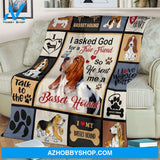 I Asked God For A True Friend Basset Hound Fleece Blanket Birthday Gift Home Decor Bedding Couch Sofa Soft and Comfy Cozy