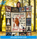 I Asked God For A True Friend Basset Hound Fleece Blanket Birthday Gift Home Decor Bedding Couch Sofa Soft and Comfy Cozy