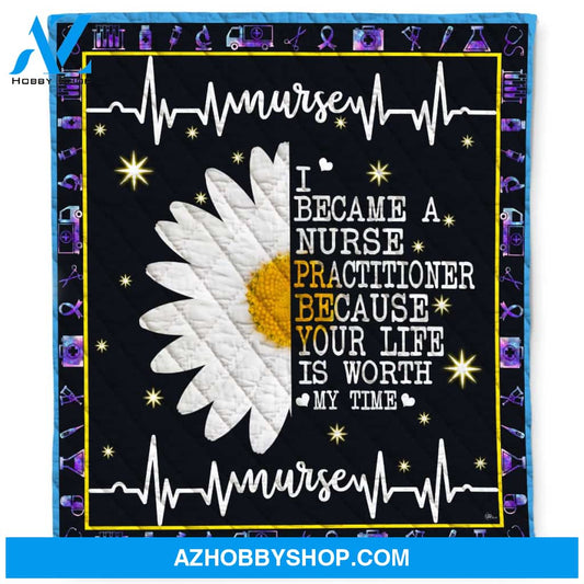 I Became A Nurse Because Your Life Is Worth My Time Daisy Blanket Gift For Nurse Home Decor Bedding Couch Sofa Soft and Comfy Cozy