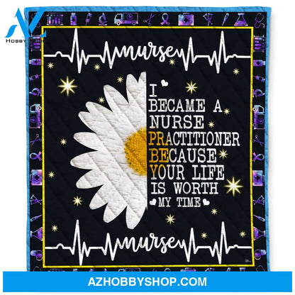 I Became A Nurse Because Your Life Is Worth My Time Daisy Blanket Gift For Nurse Home Decor Bedding Couch Sofa Soft and Comfy Cozy