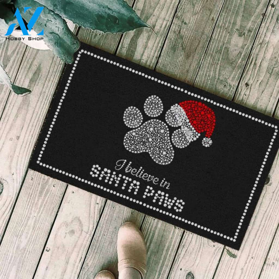 I believe in Santa paws Christmas Doormat | Welcome Mat | House Warming Gift
