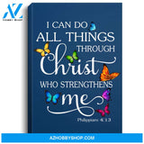 I Can Do All Things Through Christ Butterfly Art - Religious Portrait Canvas