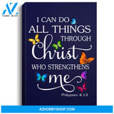 I Can Do All Things Through Christ Butterfly Art - Religious Portrait Canvas