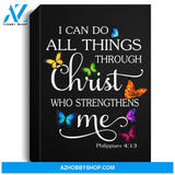 I Can Do All Things Through Christ Butterfly Art - Religious Portrait Canvas
