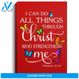 I Can Do All Things Through Christ Butterfly Art - Religious Portrait Canvas