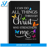 I Can Do All Things Through Christ Butterfly Art - Religious Portrait Canvas