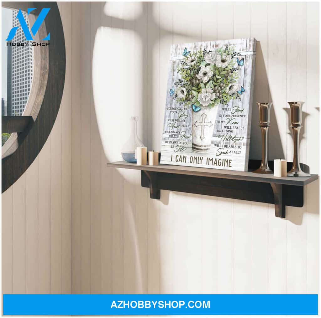 I Can Only Imagine Butterfly and Flower Canvas Wall Art Decor