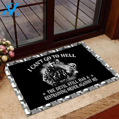  I Can't Go To Hell The Devil Still Has A Restraining Door Mats